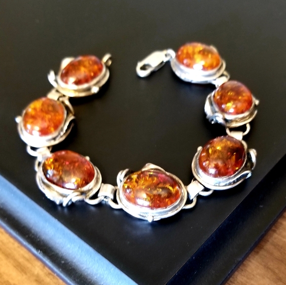 RARE Silpada Sterling Silver & Amber Bracelet